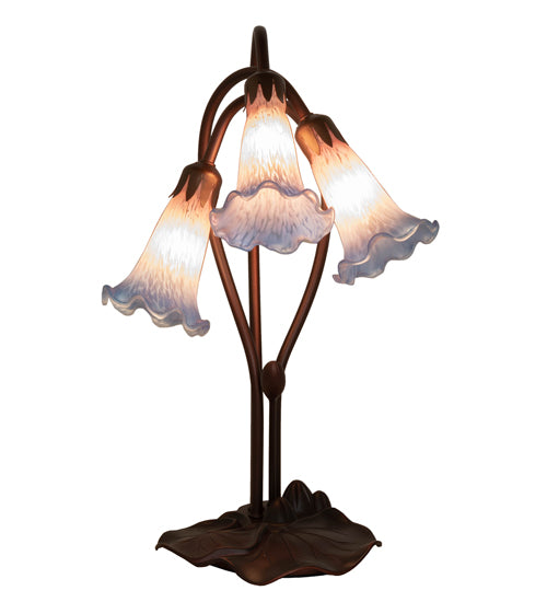 Meyda 16" High Pink/Blue Tiffany Pond Lily 3 LT Accent Lamp '14670