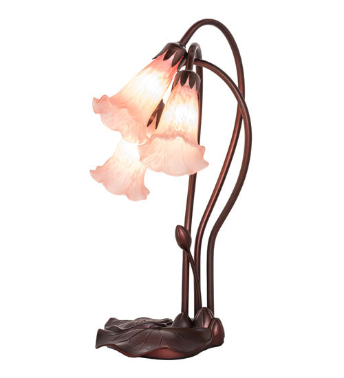 Meyda 16" High Pink Tiffany Pond Lily 3 Light Accent Lamp '14728