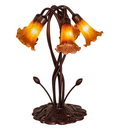Meyda 17" High Amber Tiffany Pond Lily 5 LT Accent Lamp '14931