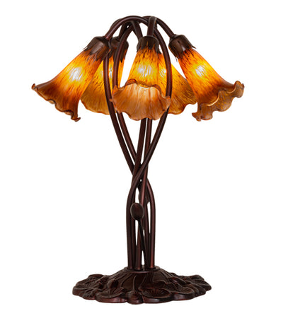 Meyda 17" High Amber Tiffany Pond Lily 5 LT Accent Lamp '14931