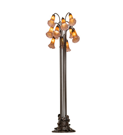 Meyda 63" High Amber/Purple Tiffany Pond Lily 12 Light Floor Lamp '15946