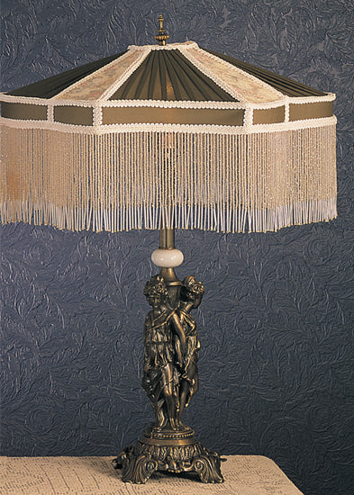 Meyda 28"H Fabric & Fringe Persian Table Lamp 19230