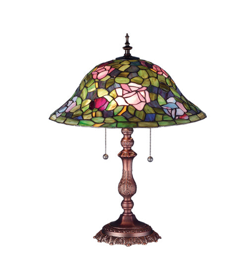 Meyda 22" High Tiffany Rosebush Table Lamp