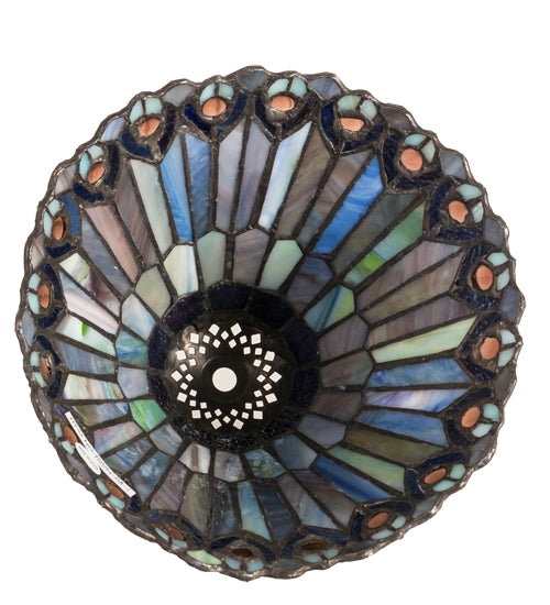 Meyda 8" Wide Tiffany Jeweled Peacock Cone Shade '21626
