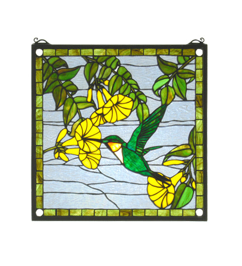 Meyda 17"W X 17"H Hummingbird Stained Glass Window 22898