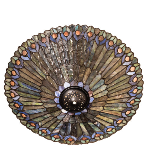 Meyda 17" Wide Tiffany Jeweled Peacock Shade '26314