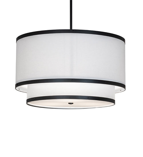 Meyda 30" Wide Cilindro Two Tier Textrene Pendant
