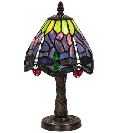 Meyda  12"H Tiffany Hanginghead Dragonfly W/Mosaic Base Mini Lamp '26617