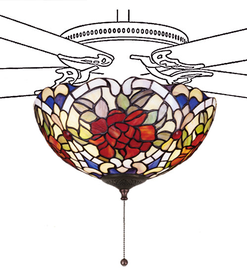 Meyda 12"W Renaissance Rose Fan Light Fixture '27458