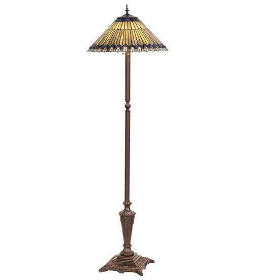 Meyda 64" High Tiffany Jeweled Peacock Floor Lamp '27561