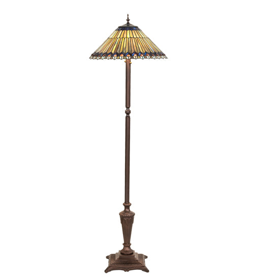 Meyda 64" High Tiffany Jeweled Peacock Floor Lamp '27561