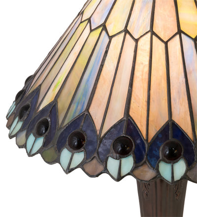 Meyda 17" High Tiffany Jeweled Peacock Accent Lamp '27564