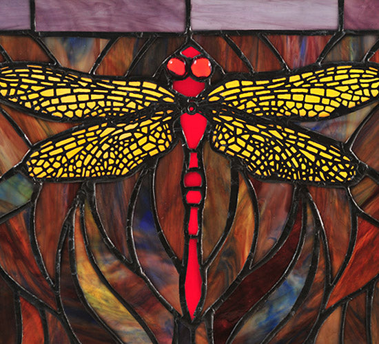 Meyda 28"W X 10"H Tiffany Dragonfly Trio Stained Glass Window '48091