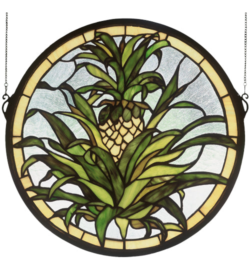 Meyda 16"W X 16"H Welcome Pineapple Stained Glass Window '48550