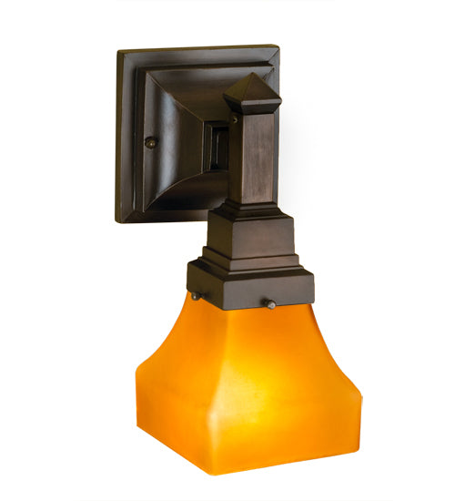 Meyda 5"W Bungalow Frosted Amber Wall Sconce '50357