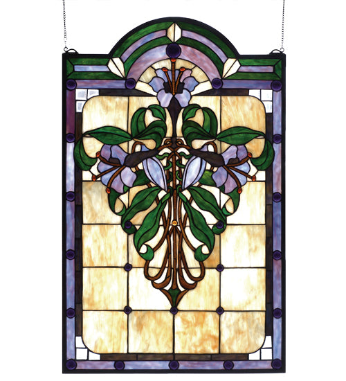 Meyda 22"W X 35"H Nouveau Lily Stained Glass Window '67136