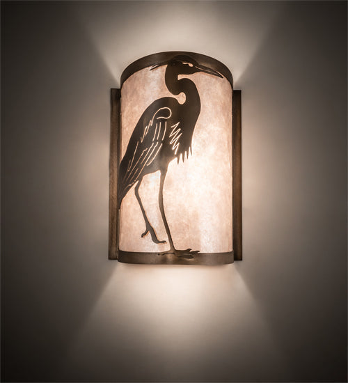 Meyda 8" Wide Heron Right Wall Sconce