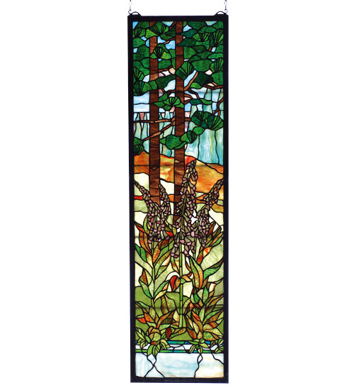 Meyda 12"W X 44"H Tiffany Foxgloves Stained Glass Window 74037