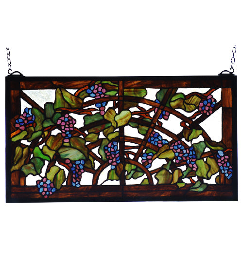 Meyda 22"W X 12"H Tiffany Grape Arbor Stained Glass Window 78088