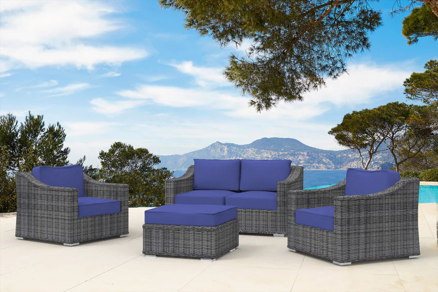 The Crater 5pc Deep Seating Outdoor Patio Furniture w/ Sunbrella