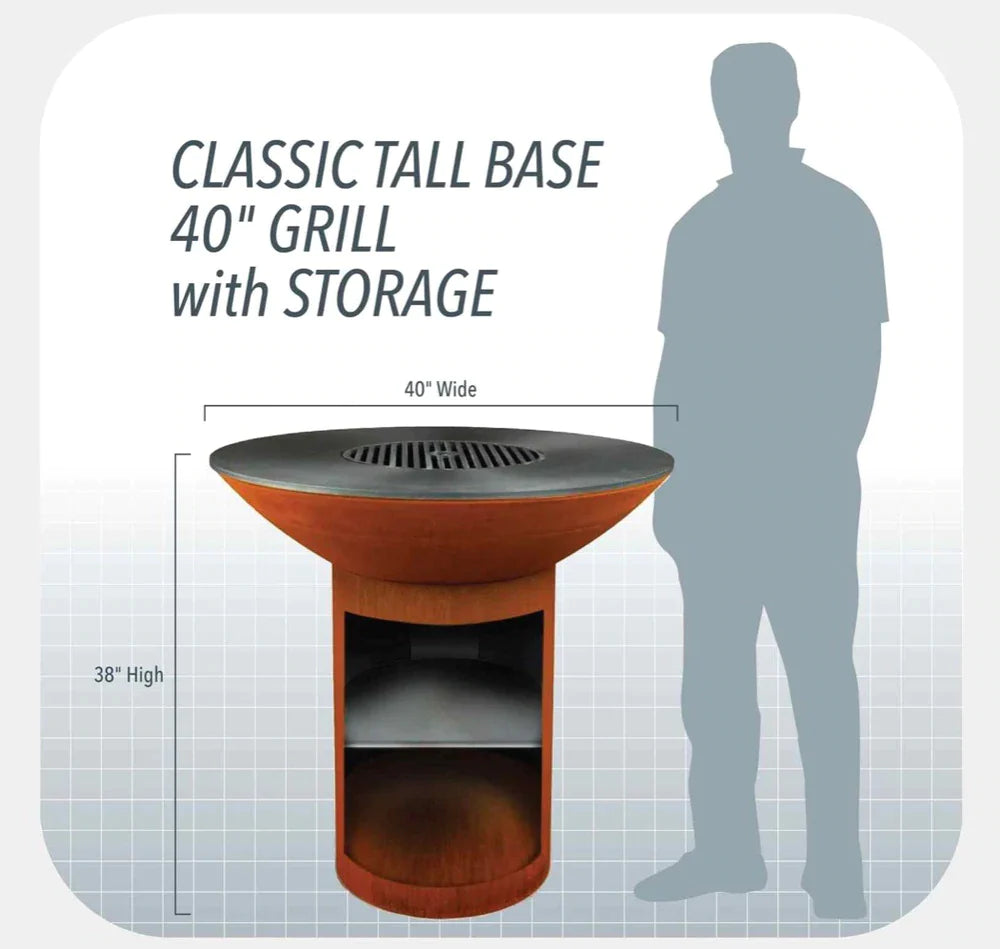 Arteflame Classic 40" Black Label - Tall Round Base With Storage