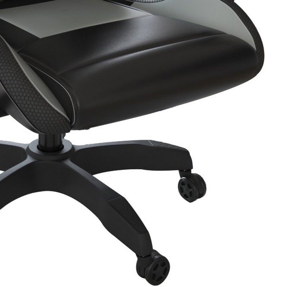 BENZARA Aria 27 Inch Swivel Faux Leather Office Gaming Chair, Adjustable, Black - BM283075
