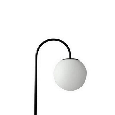 BENZARA 63 Inch Modern Metal Floor Lamp, Frosted Glass Globe Shade, Black, White - BM283119