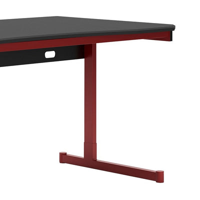 BENZARA Aria 63 Inch Modern Home Office Desk, Monitor Stand, Metal, Black, Red - BM283124
