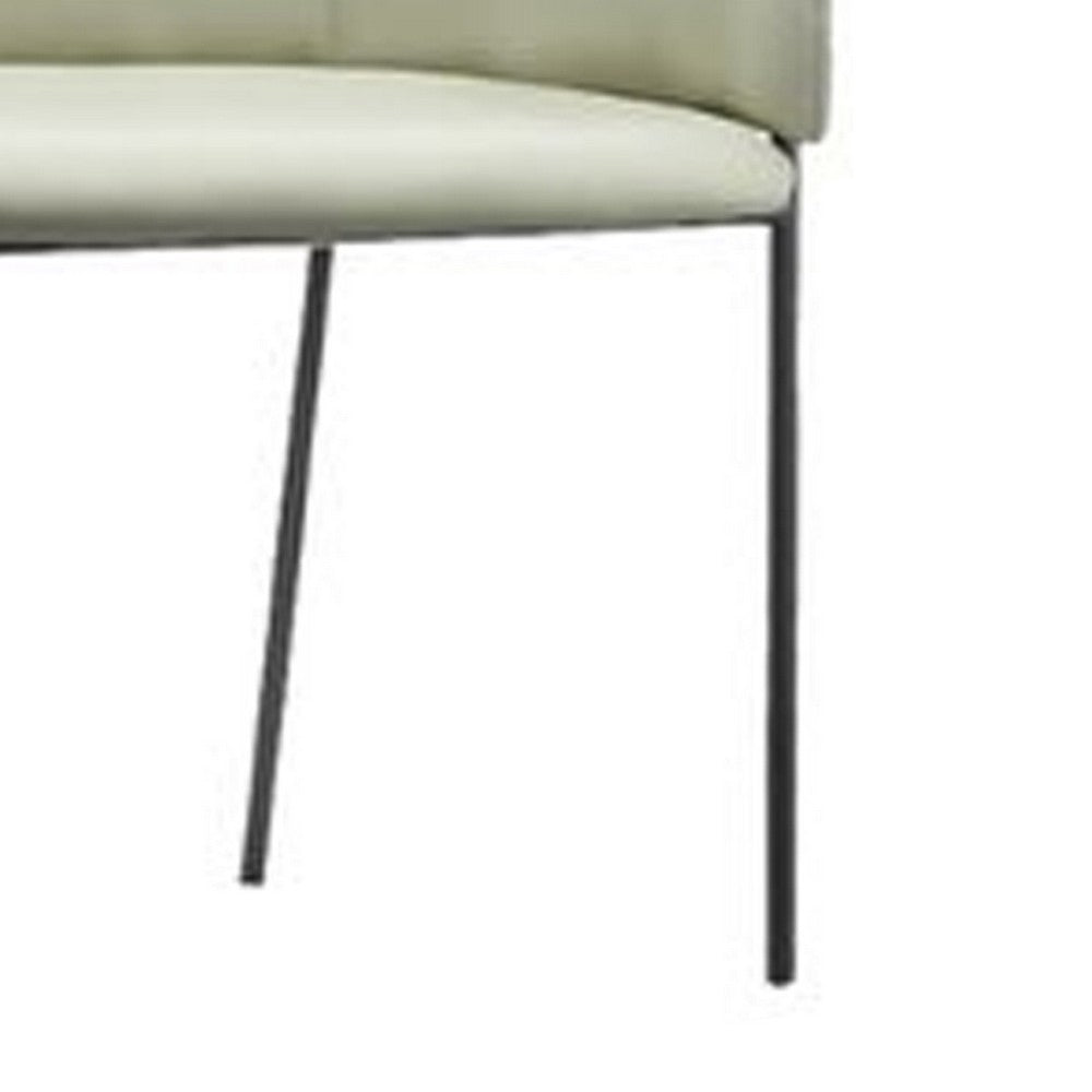 BENZARA Ethan 24 Inch Modern Dining Chair, Sage Faux Leather, Black Legs, Set of 2 - BM283141