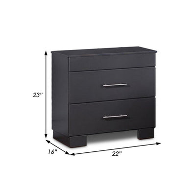 BENZARA Vin 23 Inch Modern Nightstand, 2 Drawers, Simple Design, Charcoal Gray - BM283226
