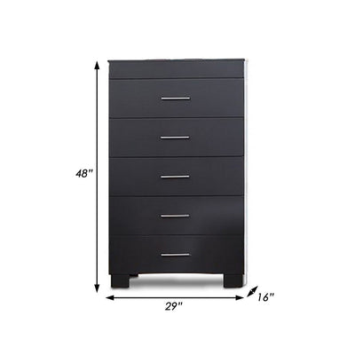 BENZARA Vin 48 Inch Modern Minimal Tall Chest Dresser, 5 Drawers, Charcoal Gray - BM283228