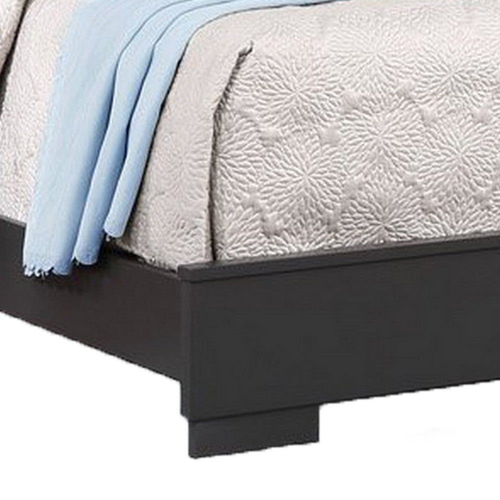 BENZARA Vin Modern Queen Sized Bed, Panel Headboard, LED Light, Charcoal Gray - BM283229