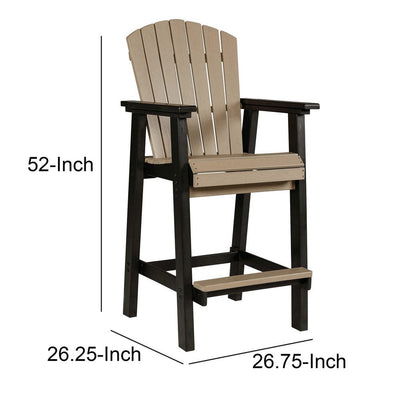 BENZARA 30 Inch Classic Outdoor Barstool Chair, Set of 2, Rustic Brown and Black - BM283330