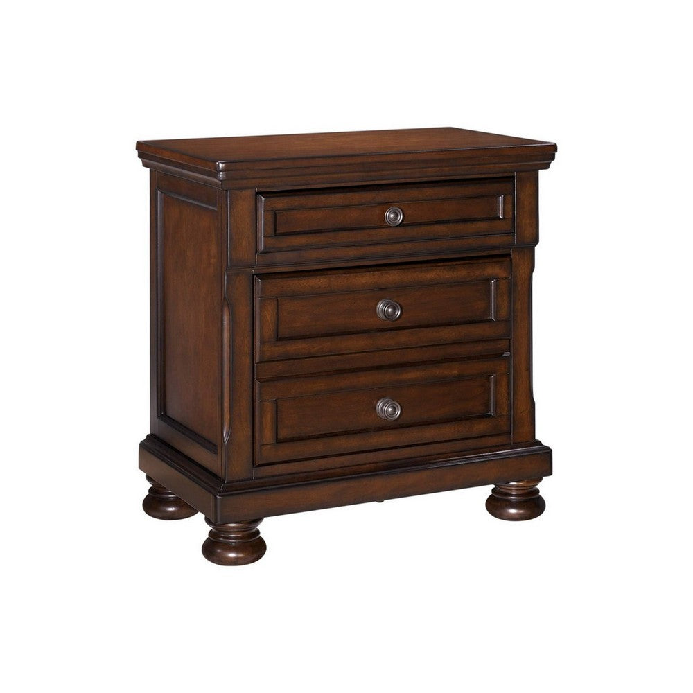 BENZARA Ayla 30 Inch Classic Nightstand, Wood Frame, 2 Drawers, Hand Finished Brown - BM283337
