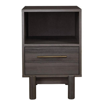 BENZARA Wane 21 Inch Modern Wood Nightstand, Vinyl Laminate, Open Compartment, Gray - BM283338