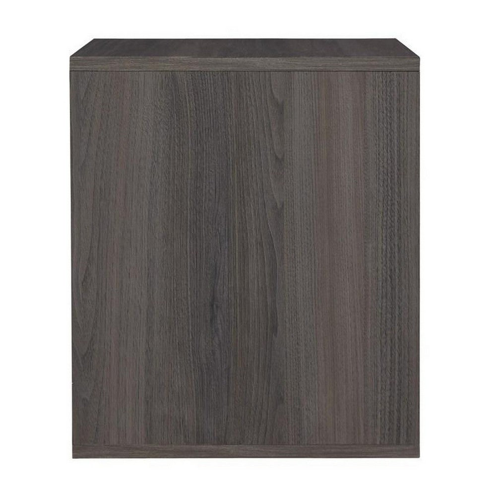 BENZARA Wane 21 Inch Modern Wood Nightstand, Vinyl Laminate, Open Compartment, Gray - BM283338