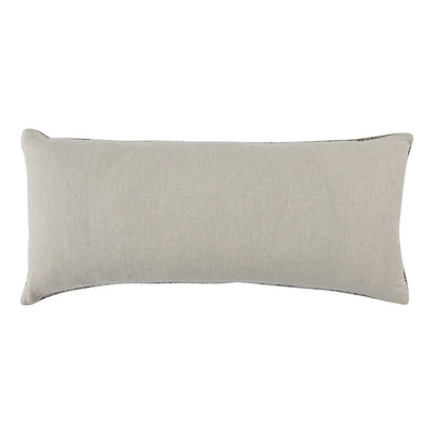 BENZARA 16 x 36 Accent Lumbar Pillow, Down Insert, Handwoven Textured Stripes, Gray - BM283444