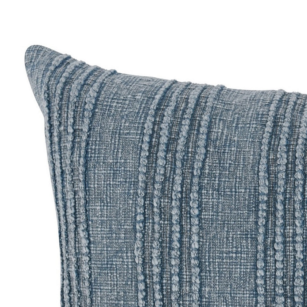 BENZARA 22 x 22 Accent Throw Pillow, Down, Textured Woven Striped Design, Blue - BM283446