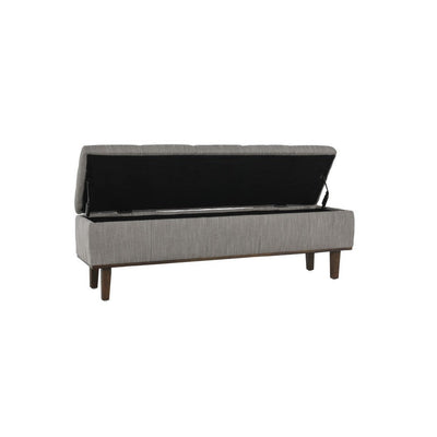BENZARA Lou 54 Inch Wood Bench with Storage, Handcrafted, Polyester, Gray - BM283466