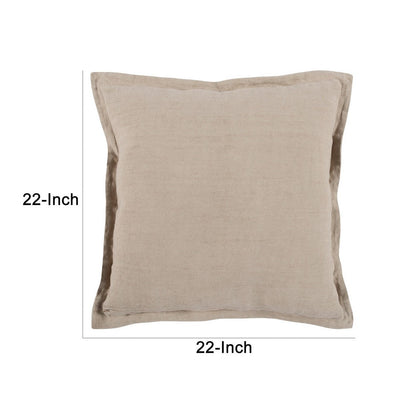BENZARA Pixie 22 x 22 Square Soft Fabric Accent Throw Pillow, Flange Edges, Beige - BM283468