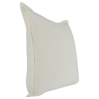 BENZARA Pixie 22 x 22 Square Soft Fabric Accent Throw Pillow, Flange Edges, Cream - BM283470