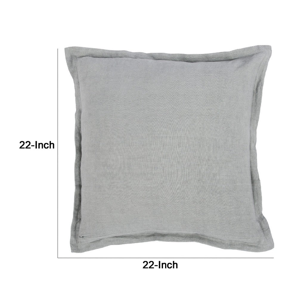 BENZARA Pixie 22 x 22 Square Soft Fabric Accent Throw Pillow, Flange Edges, Gray - BM283471