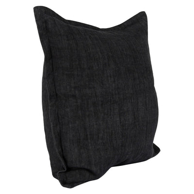 BENZARA Pixie 22 x 22 Square Soft Fabric Accent Throw Pillow, Flange Edges, Black - BM283473
