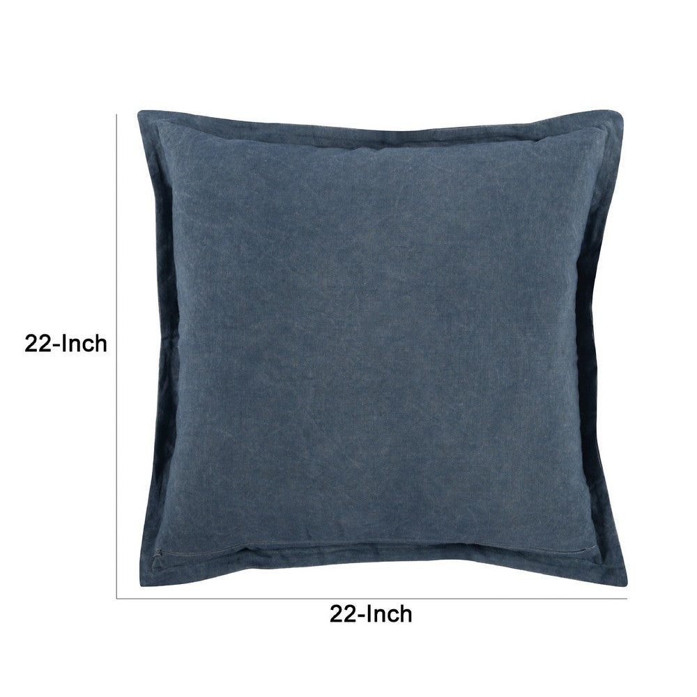 BENZARA Pixie 22 x 22 Square Soft Fabric Accent Throw Pillow, Flange Edges, Navy - BM283474