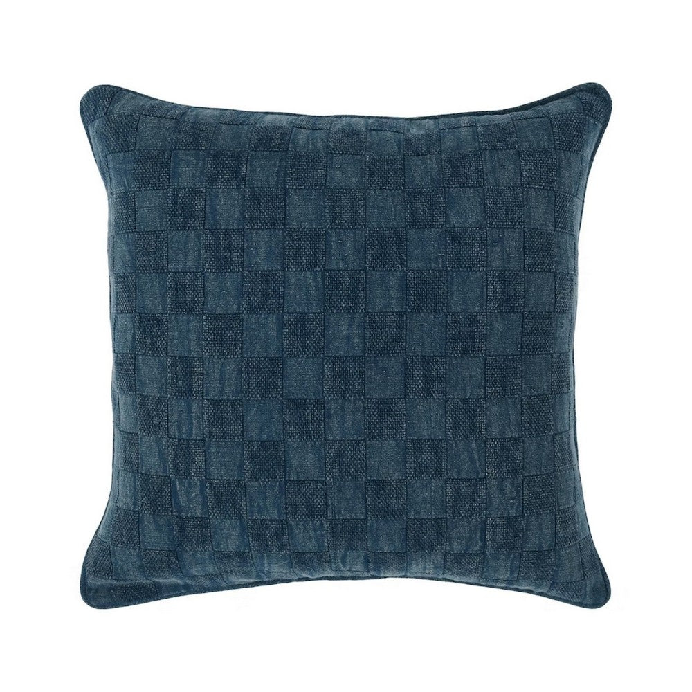 BENZARA Giana 22 x 22 Square Accent Throw Pillow, Checkered Pattern, Navy Blue - BM283476