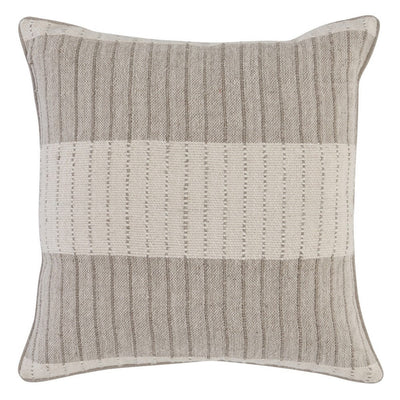 BENZARA 22 x 22 Soft Fabric Accent Throw Pillow, Woven Striped Design, Brown Beige - BM283482
