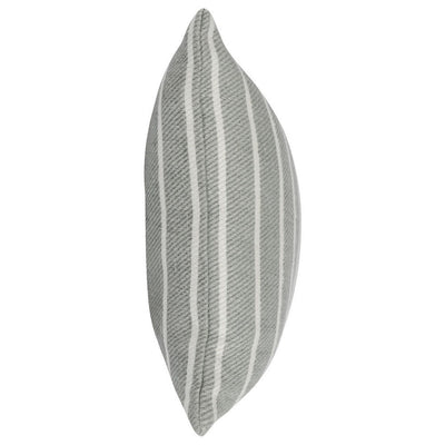 BENZARA 14 x 26 Accent Lumbar Pillow, Down, Striped Pattern, Gray, White Fabric - BM283489