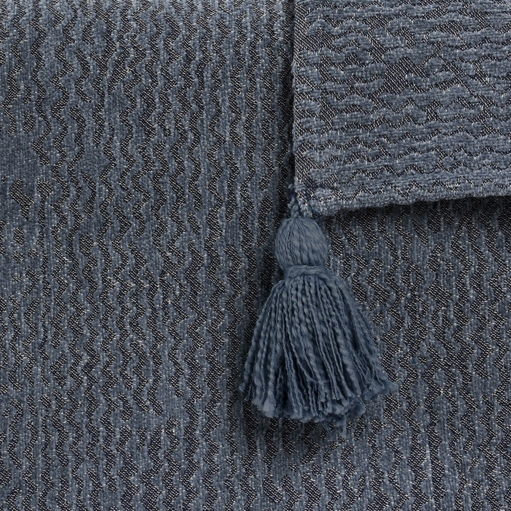 BENZARA 70 Inch Cotton Throw Blanket, Woven Textured Pattern, Tassels, Heather Gray - BM283640