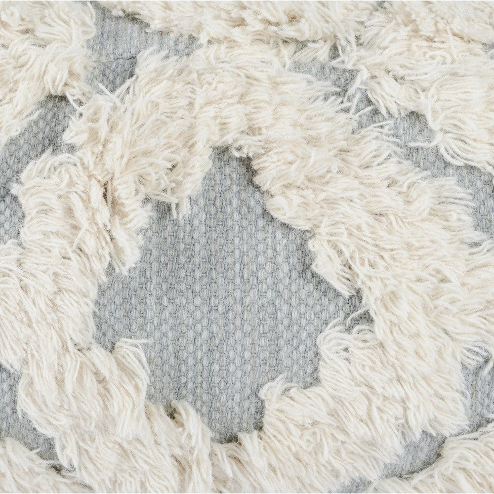 BENZARA 24 Inch Classic Wool Sqaure Pouf, Wide Design, Handwoven Texture, Gray - BM283651