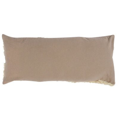 BENZARA 16 x 36 Rectangular Cotton Accent Throw Pillow, Shaggy Textured, Brown - BM283660